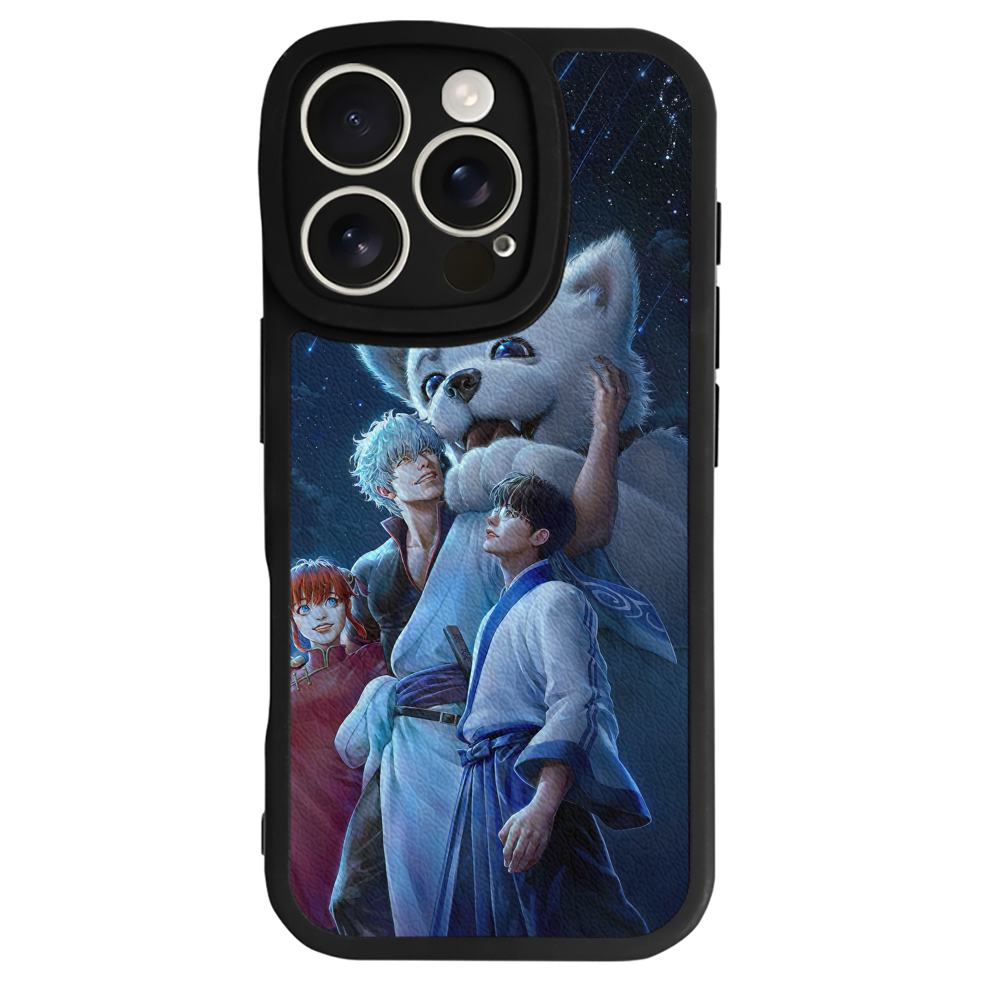 （画像用） ぎんたま 坂田銀時（さかたぎんとき） 神楽 志村新八（しむら しんぱち） GINTAMA Sakata Gintoki Kagura Shimura Shinpachi 【iPhone 16シリーズ対応】シリコンスマホケース（レザー調） 材質：シリコン